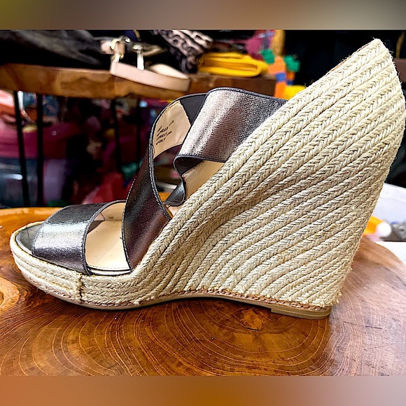 Coach Silver Pewter and Rope Wedge Espadrille Sandals - Picture 6 of 9